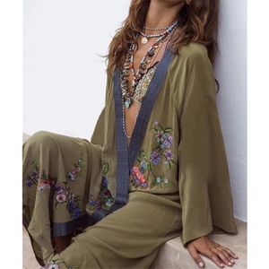 Embroidered kaftan robe Duster large